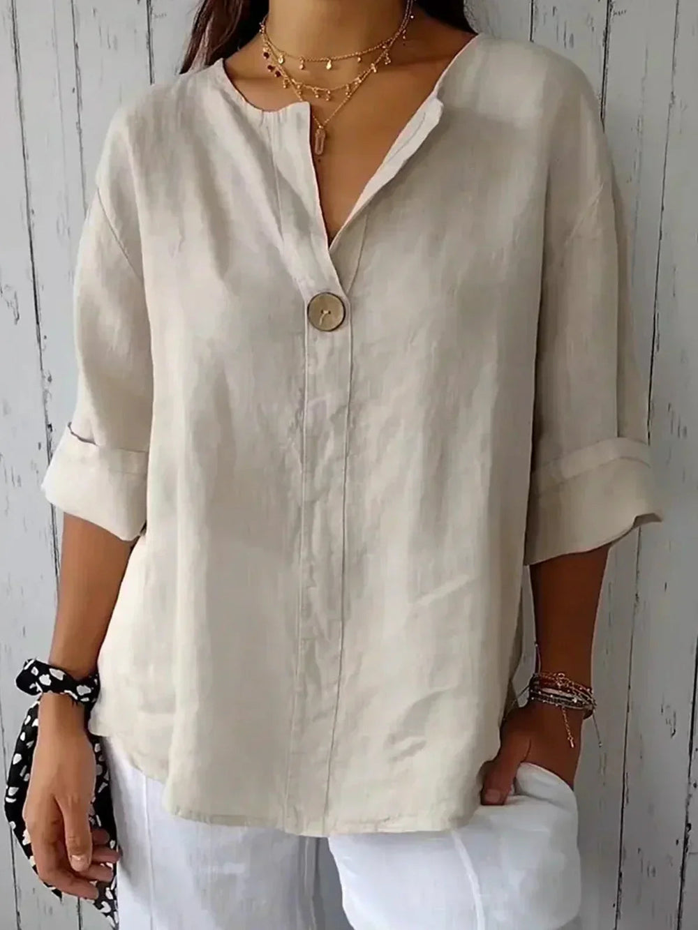 Levoire | Chemisier Élégant Et Polyvalent Beige