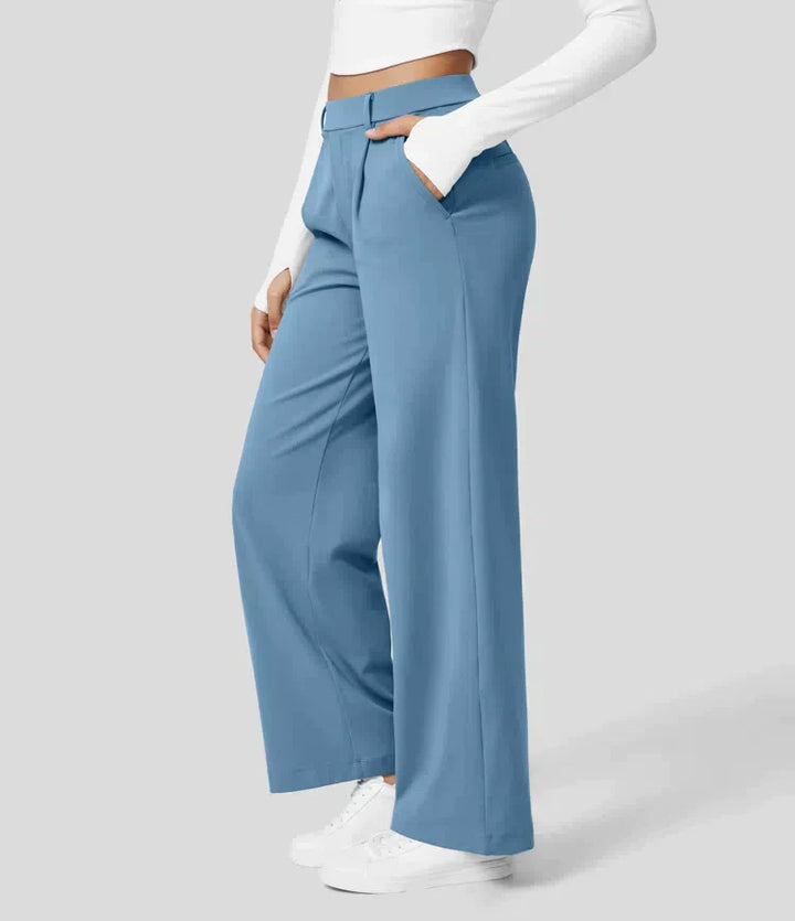 Levoire | Pantalon Palazzo Évasé Taille Haute Pour Femmes Bleu clair