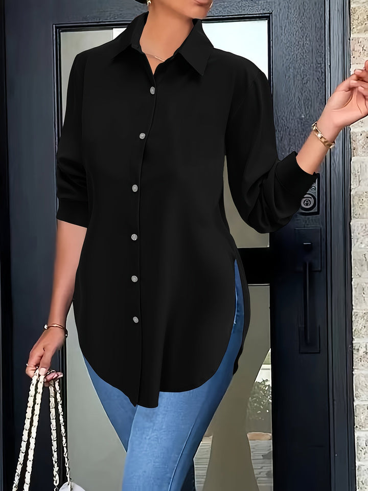 Levoire | Blouse Élégante Avec Fermeture À Boutons Et Manches Longues Noir