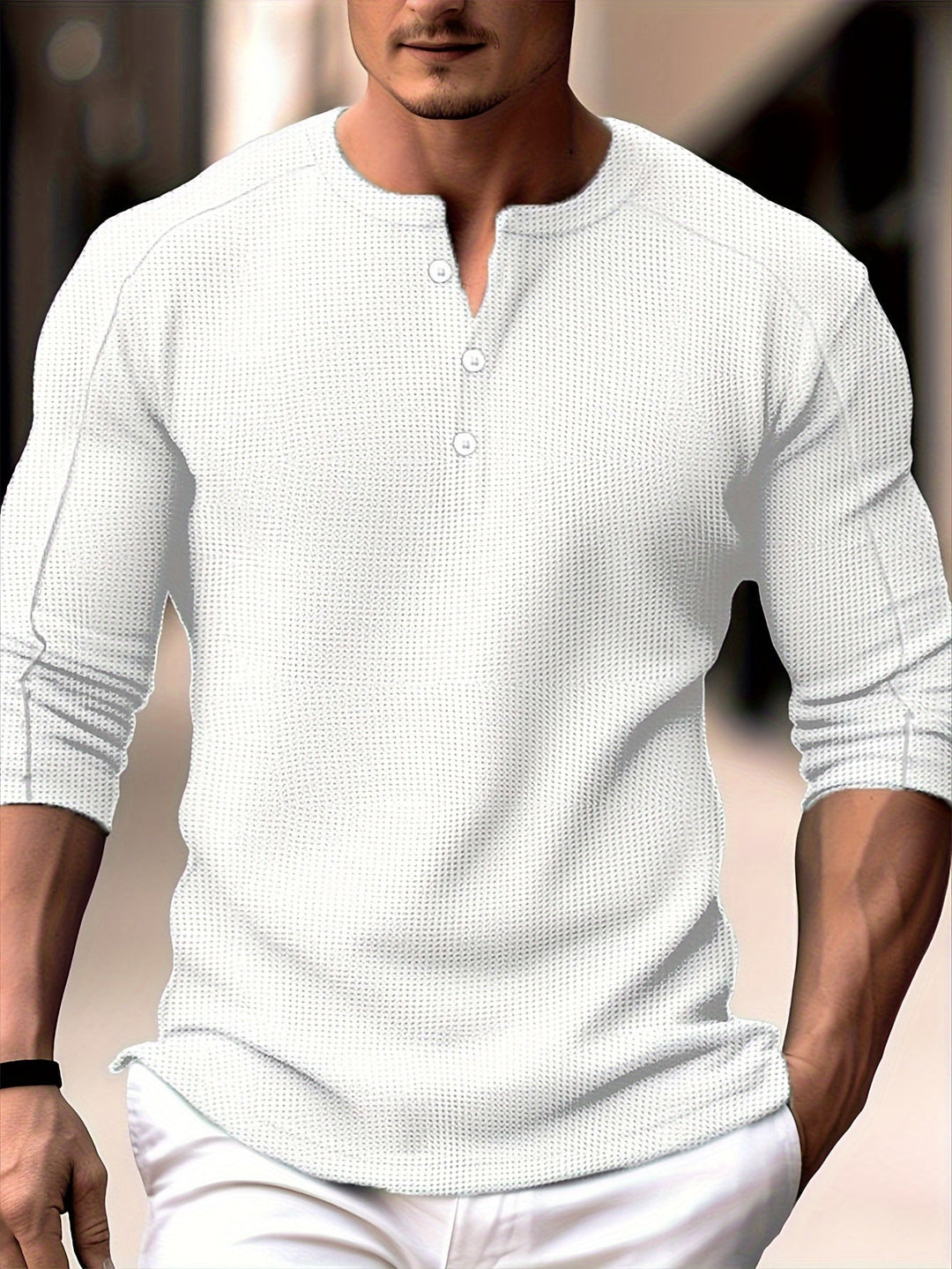 Levoire | T-Shirt Henley En Tricot Gaufré Homme