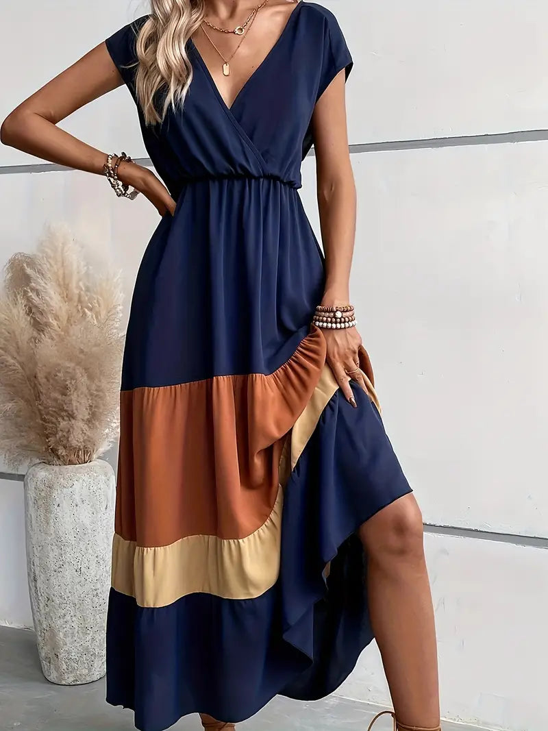 Levoire | Robe Plissée À Blocs De Couleurs Bleu marine