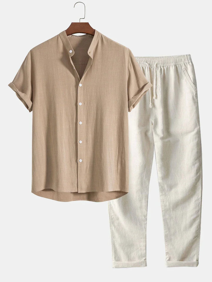 Levoire | Chemise En Lin Et Pantalon Dans Un Set Beige