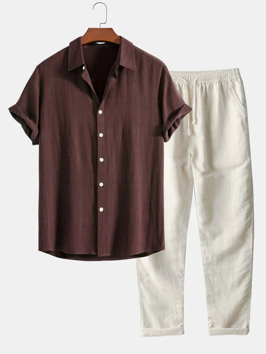 Levoire | Chemise En Lin Et Pantalon Dans Un Set Café