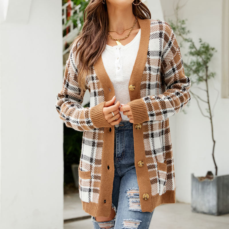 Levoire | Femmes Décontracté Vintage Carreaux Gilet Femmes Long