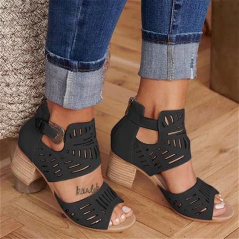 Levoire | Bottes Ouvertes À Talons Et Boucle Noir