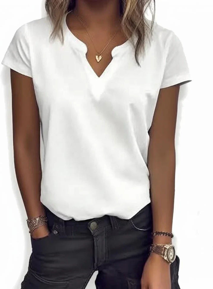 Levoire | Classique Haut Court À Manches Courtes Avec Décolleté En V Blanc