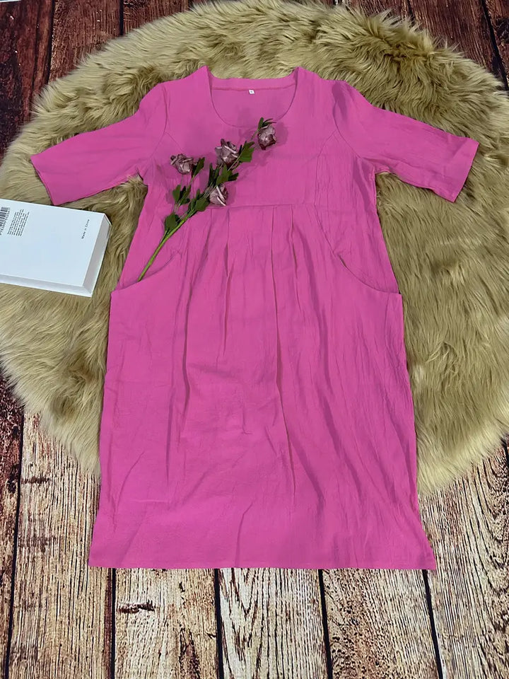 Levoire | Robe De Loisirs Unie Avec Poches Et Manches Mi-Longues