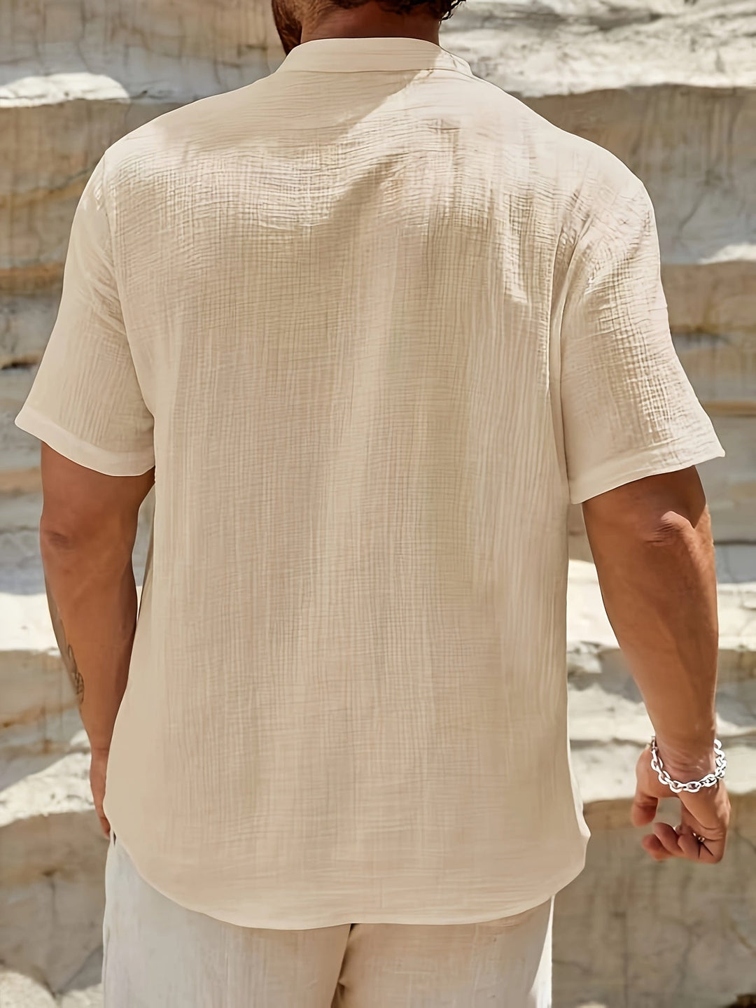 Levoire | Chemise Henley En Coton Pour Hommes À Manches Courtes
