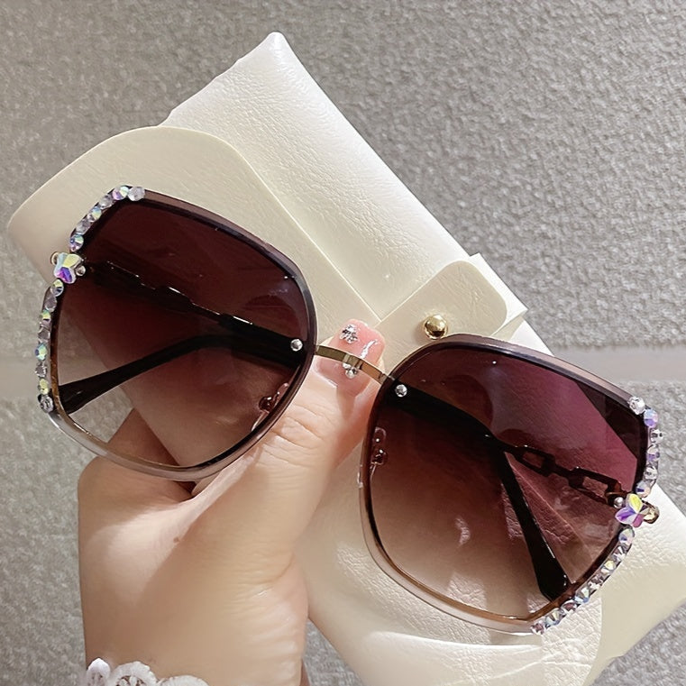 Levoire | Lunettes De Soleil Sans Contour Ornées De Cristaux Dégradés Pour Femmes Café dégradé