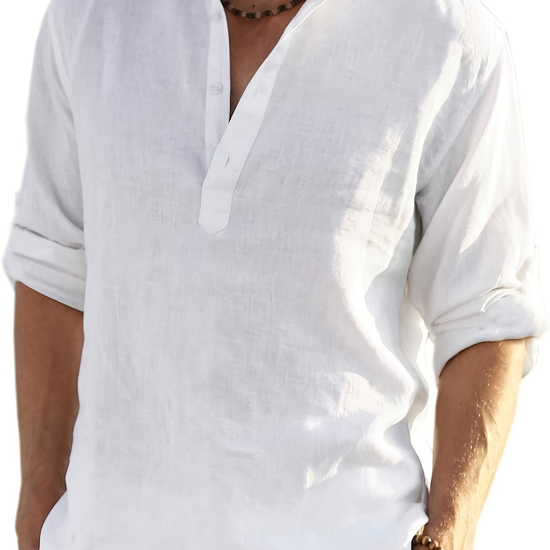 Levoire | Retro Pellavasekoite Henley-Shirt À Manches Longues