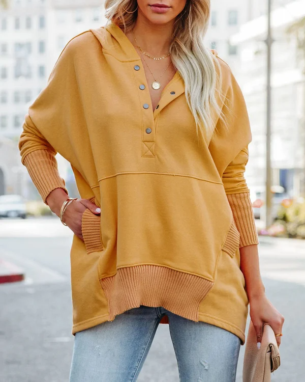Levoire | Sweat À Capuche Tendance Pour Femmes Avec Décolleté En V Jaune
