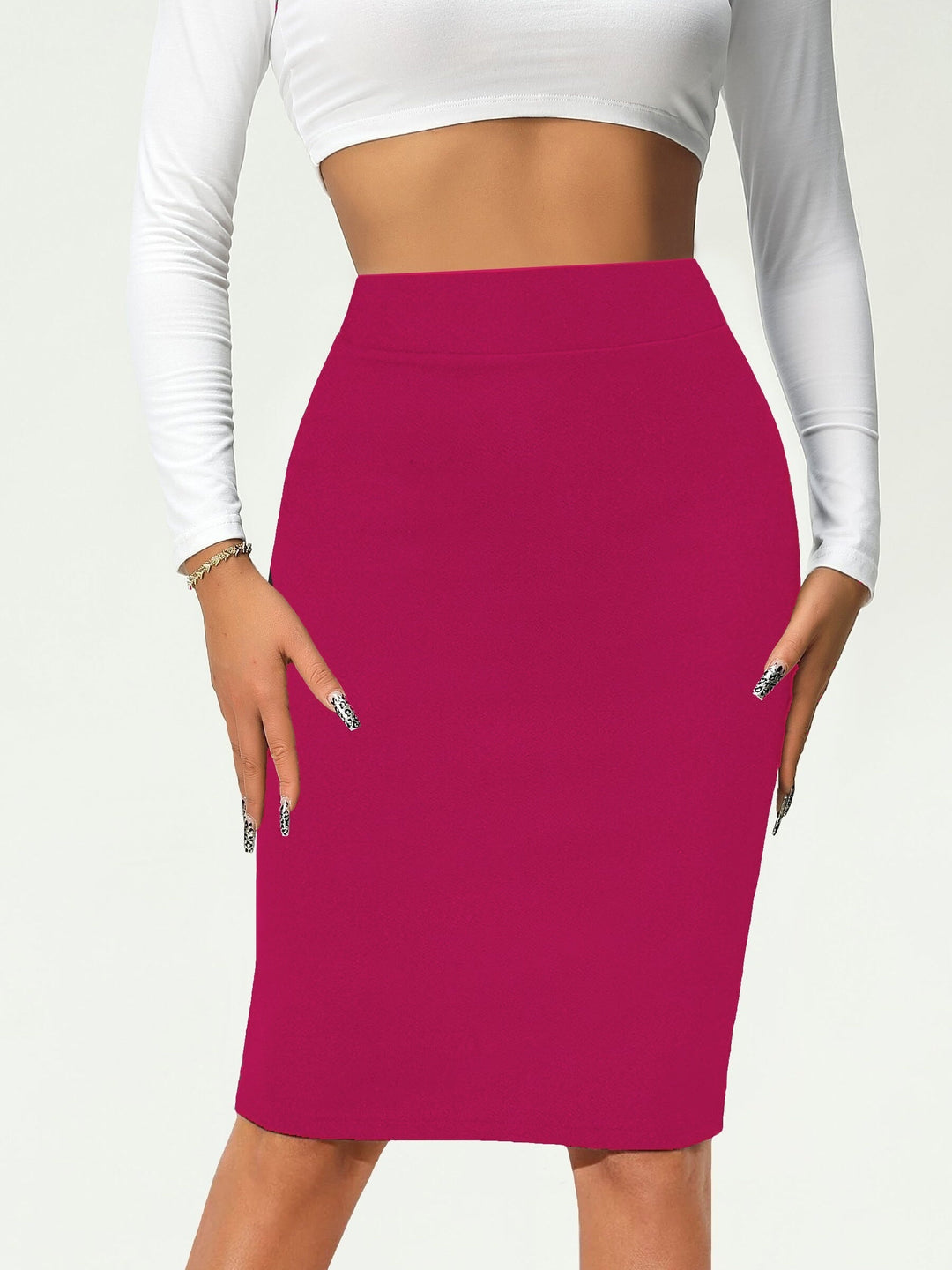 Levoire | Jupe Courte Unie À Taille Haute Rose rouge