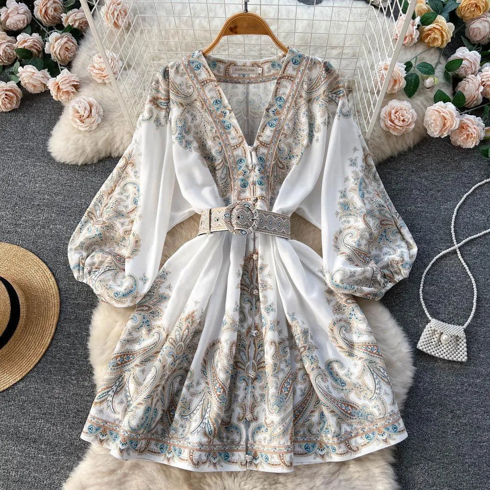 Levoire | Robe mi-longue soirée à manches courtes Blanc