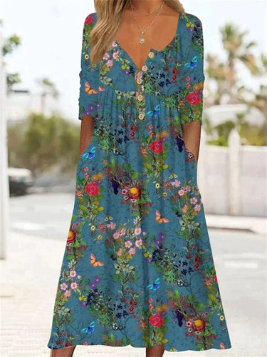 Levoire | Robe Maxi Avec Plissés Et Motif Floral
