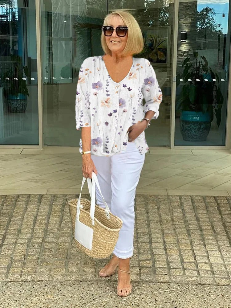 Levoire | Haut Floral Élégant Pour Un Style Sans Effort Blanc