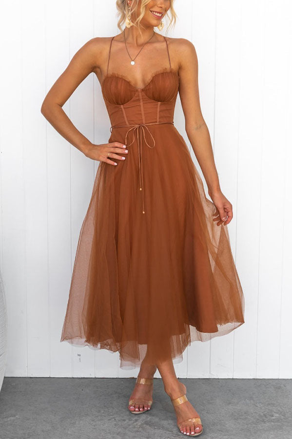 Levoire | Robe Maxi Élégante Conception Fluide Décolleté En V Bretelles Liberté Tissu Léger Rost