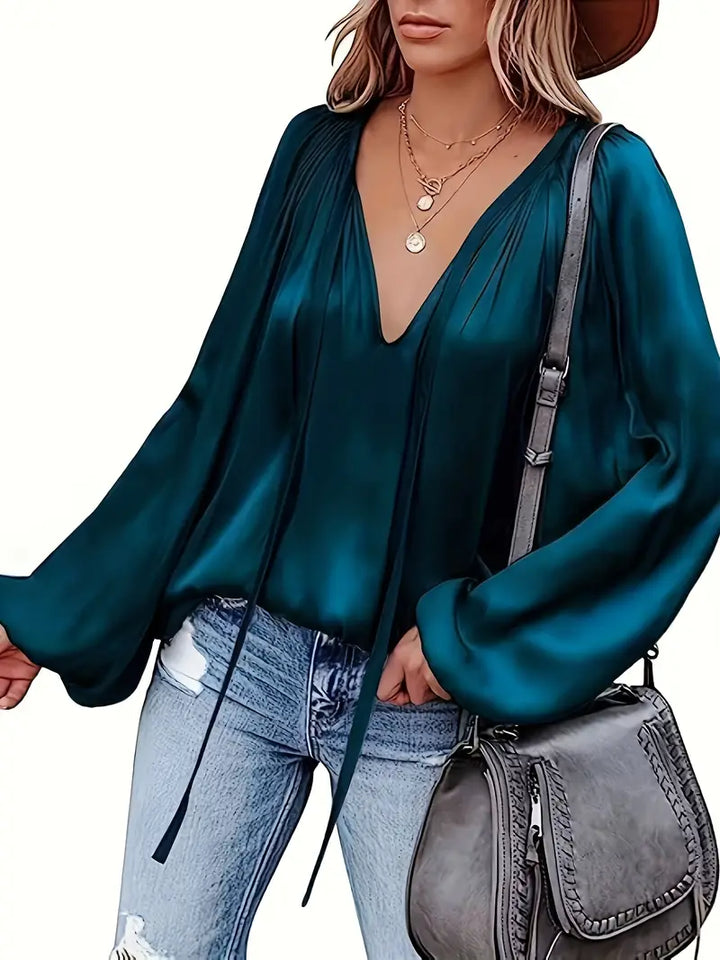 Levoire | Blouse En Satin Pour Femmes Pfau bleu