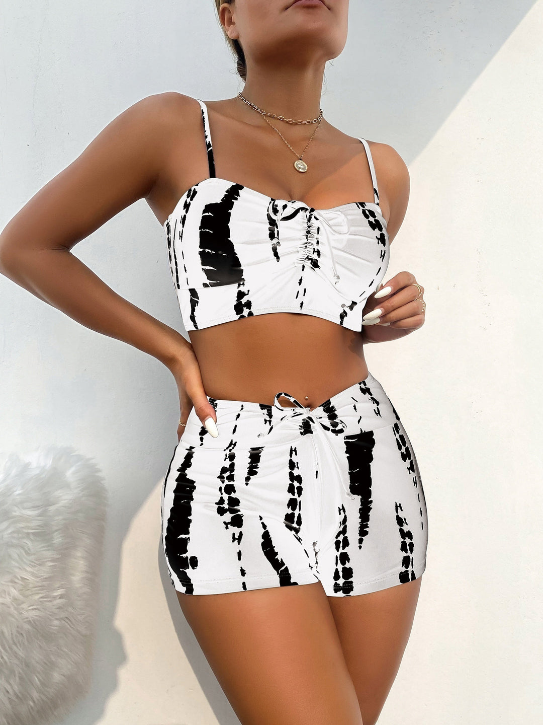 Levoire | Bikini À Taille Haute Et Haut Froncé Pour Femmes Blanc
