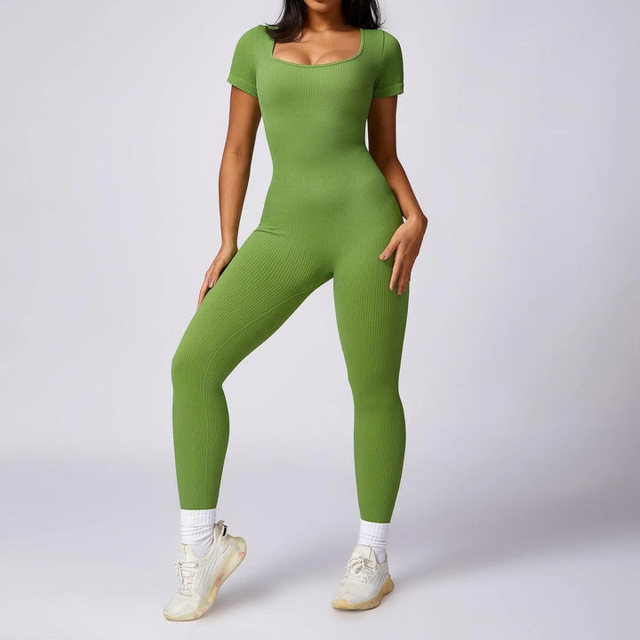 Levoire | Combinaison de fitness à manches courtes Vert profond