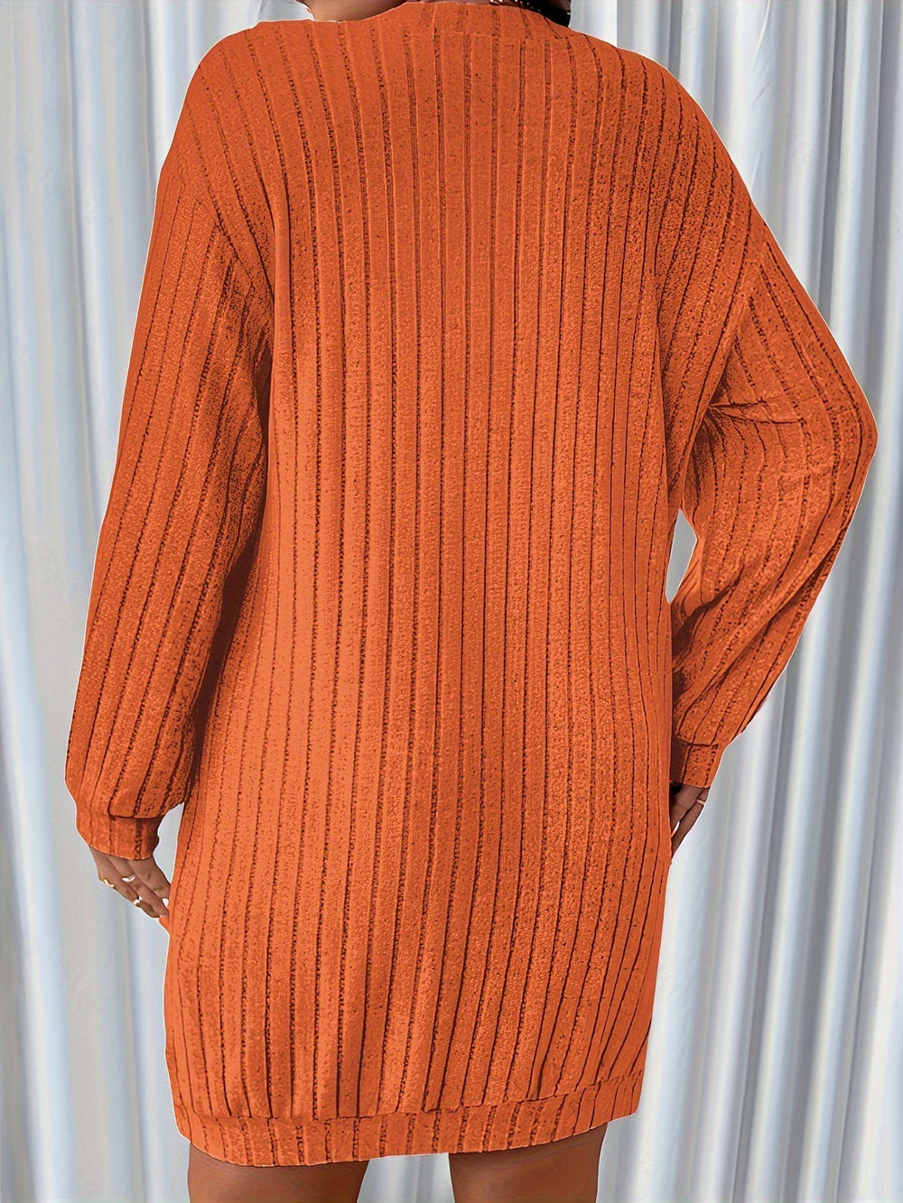 Levoire | Unicolore Tissu Ribbé Haut Robe À Manches Longues Et Encolure En V