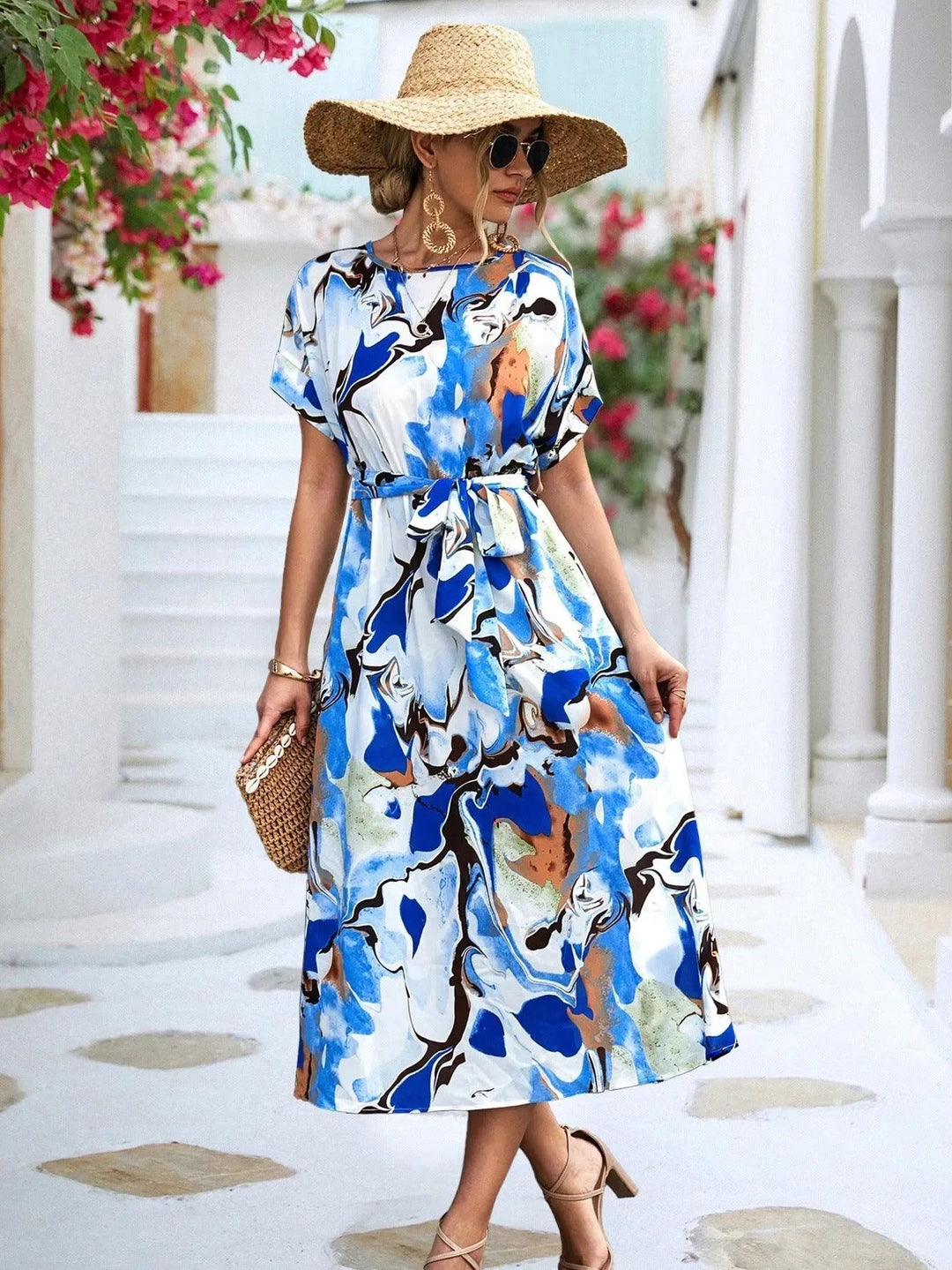 Levoire | Robe trapèze longue avec de larges bretelles Bleu