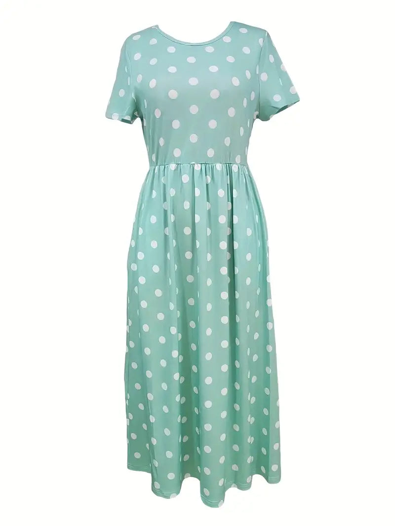 Levoire | Robe Courte À Manches Courtes, Légère, À Pois Avec Col Rond