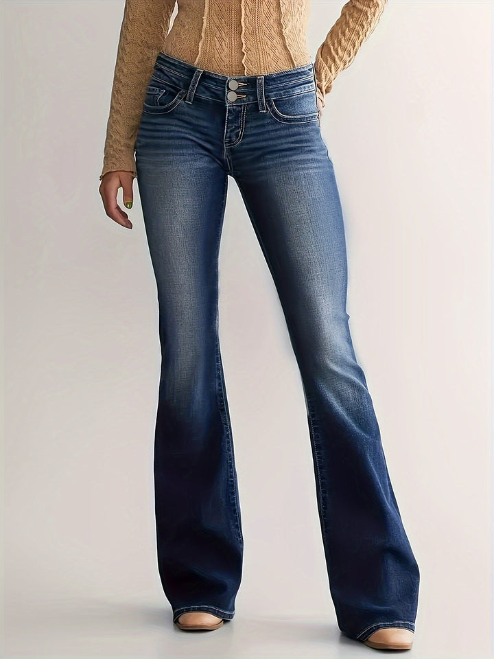 Levoire | Pantalon En Jean Élargi Confortable À Double Boutonnage bleu moyen