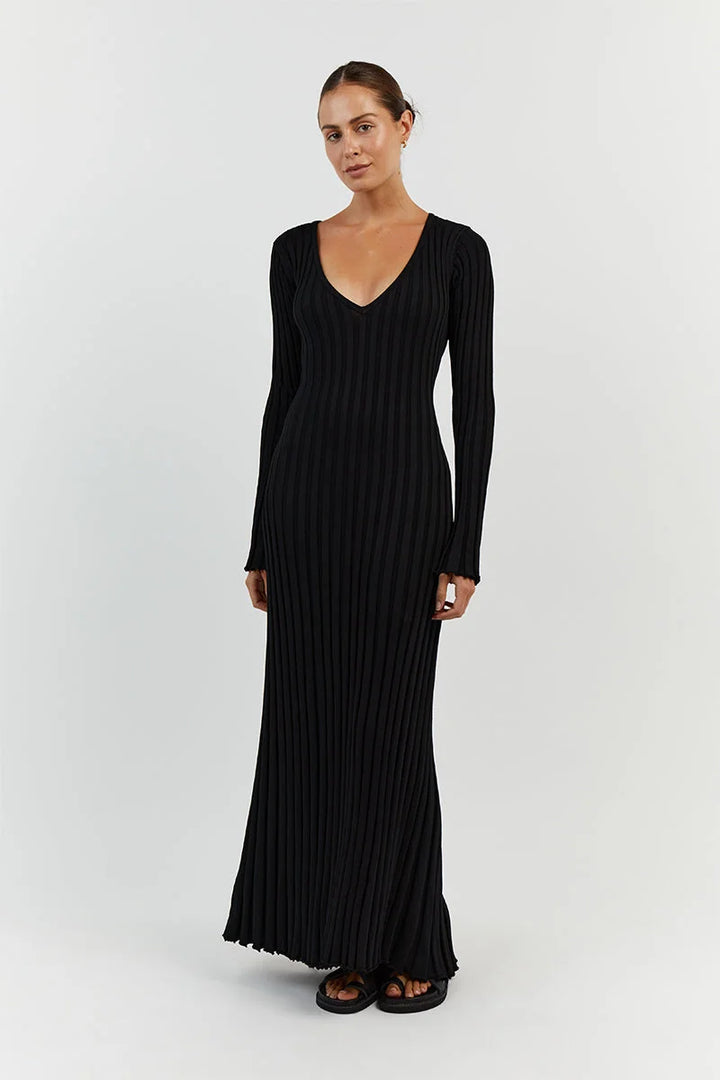 Levoire | Robe Midi Tricot Avec Décolleté En V Et Manches