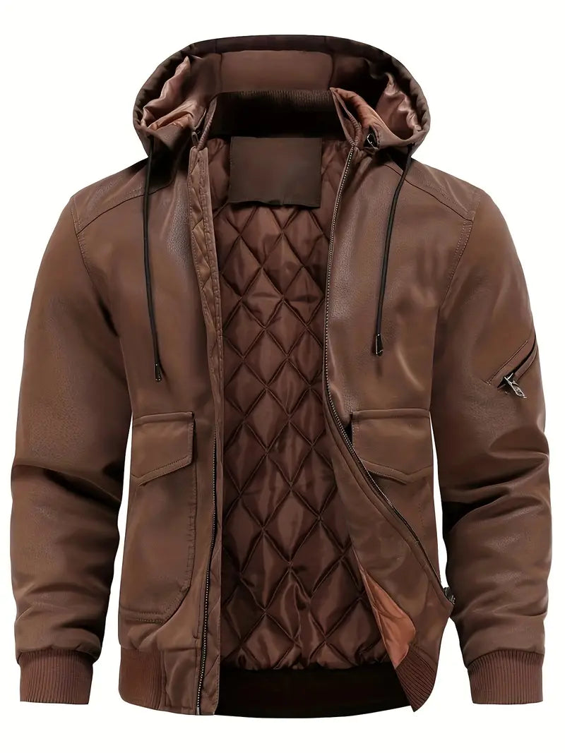 Levoire | Veste avec capuche, fermeture éclair et doublure chaude Braun