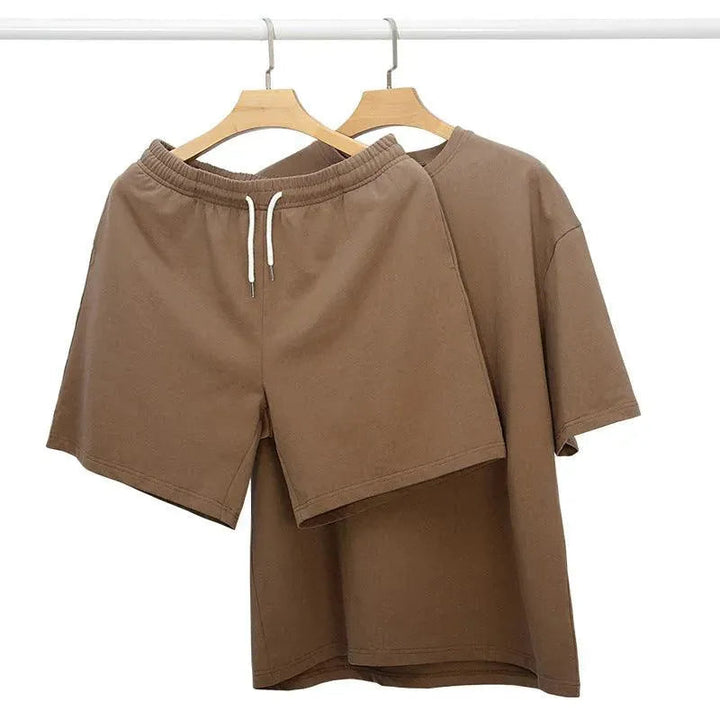 Levoire | T-shirt à manches courtes et shorts en coton Braun