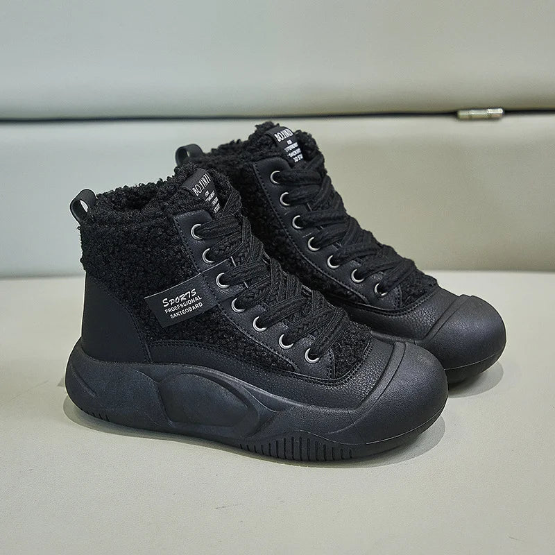 Levoire | Chaussures de cheville en polaire antidérapantes chaudes Noir