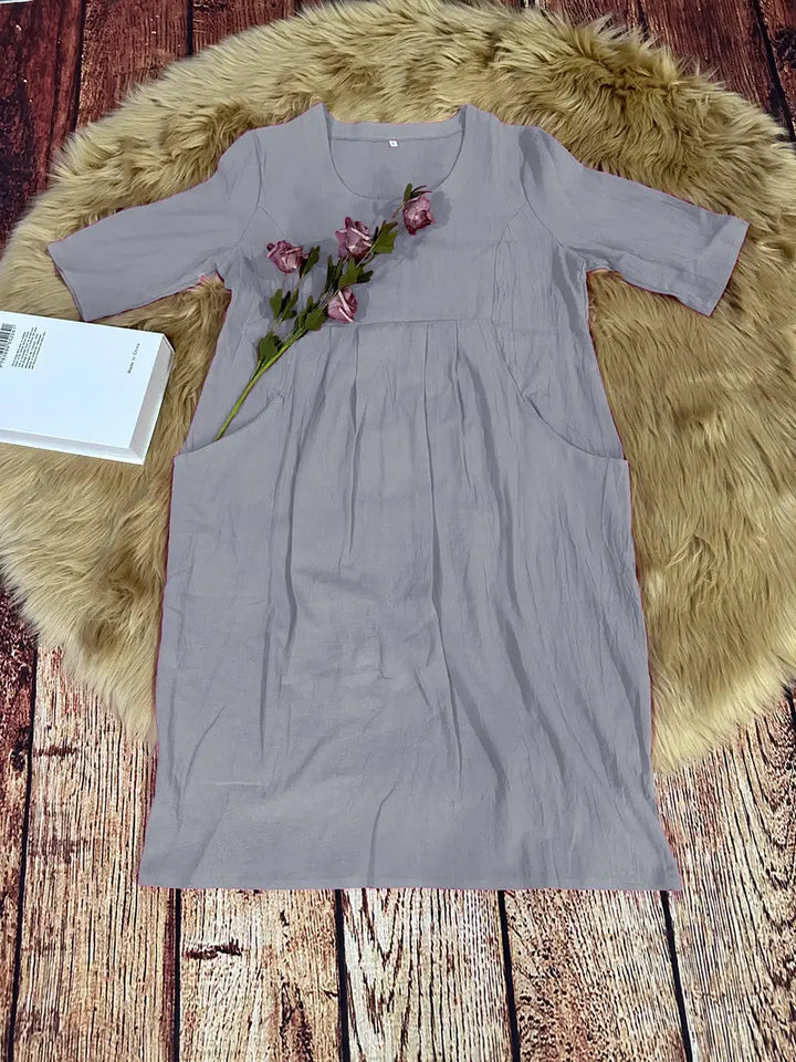 Levoire | Robe De Loisirs Unie Avec Poches Et Manches Mi-Longues