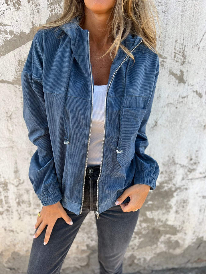 Levoire | Veste À Capuche À Manches Longues Avec Fermeture Éclair Et Poche Bleu
