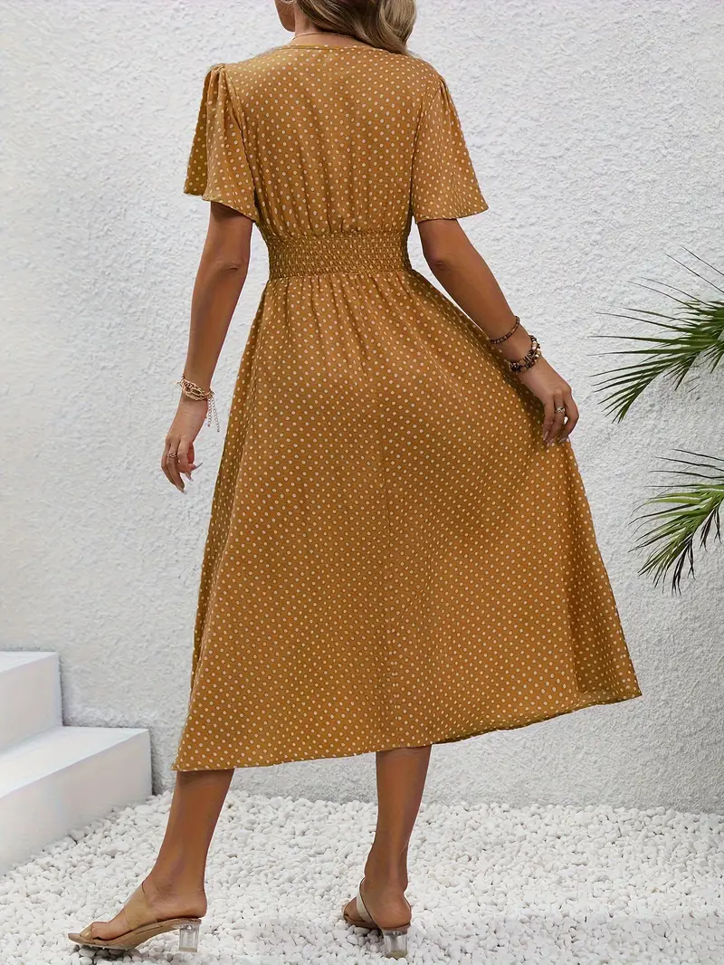 Levoire | Robe Taille Froncée Imprimée sur Toute la Surface, Robe Décontractée à Manches Courtes