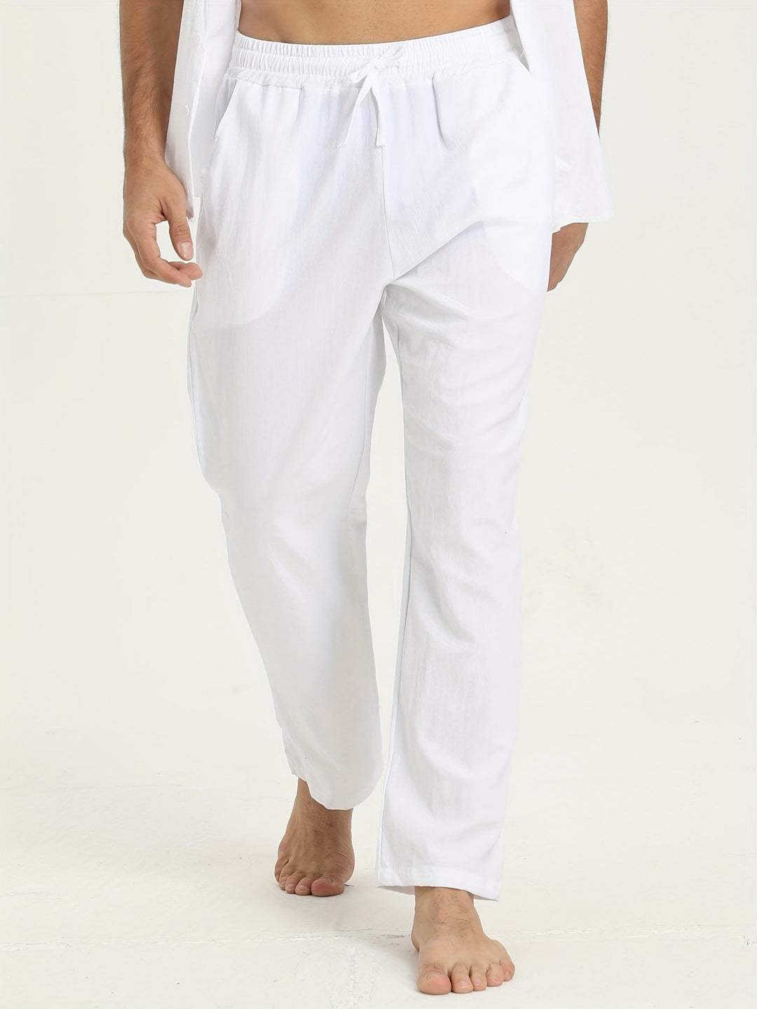 Levoire | Pantalons En Coton Pour Hommes Avec Cordon Et Poches Blanc