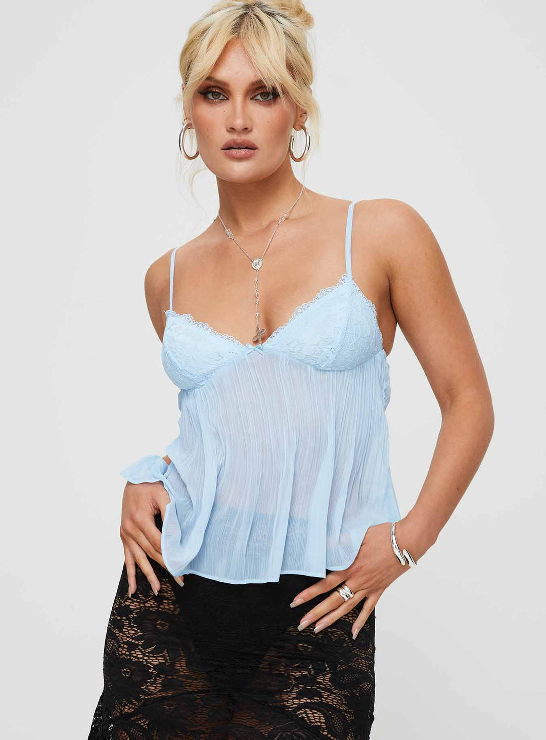 Levoire | Élégantes Top En Crochet Femmes Bleu bébé
