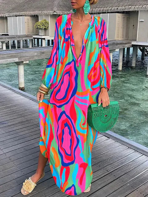 Levoire | Profond Robe À Décolleté En V Élégance Exquise Pour Femmes Fleurs