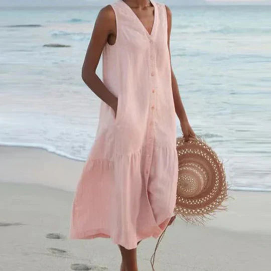 Levoire | Rose Pâle Robe En Lin Rosa
