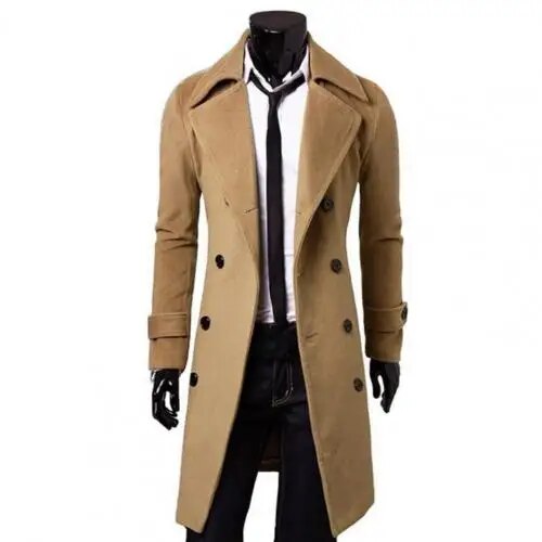 Levoire | Manteau Trench Pour Hommes Avec Double Rangée De Boutons Khaki