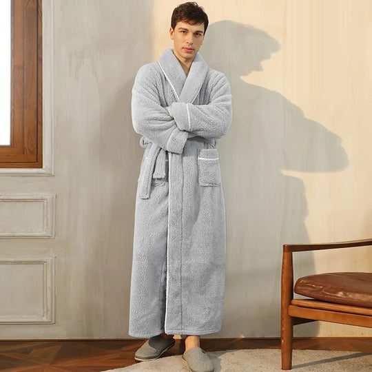 Levoire | Robe de bain en polaire à manches longues avec ceinture ajustable Gris