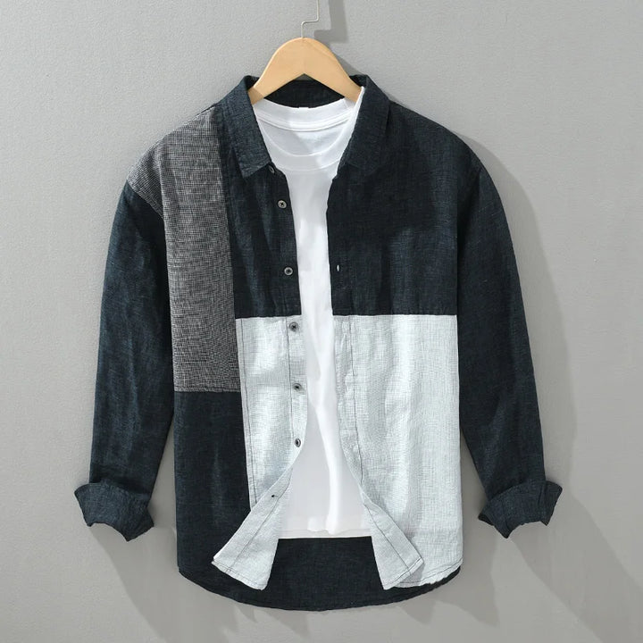 Levoire | Chemise En Lin Patchwork Elegant Hommes