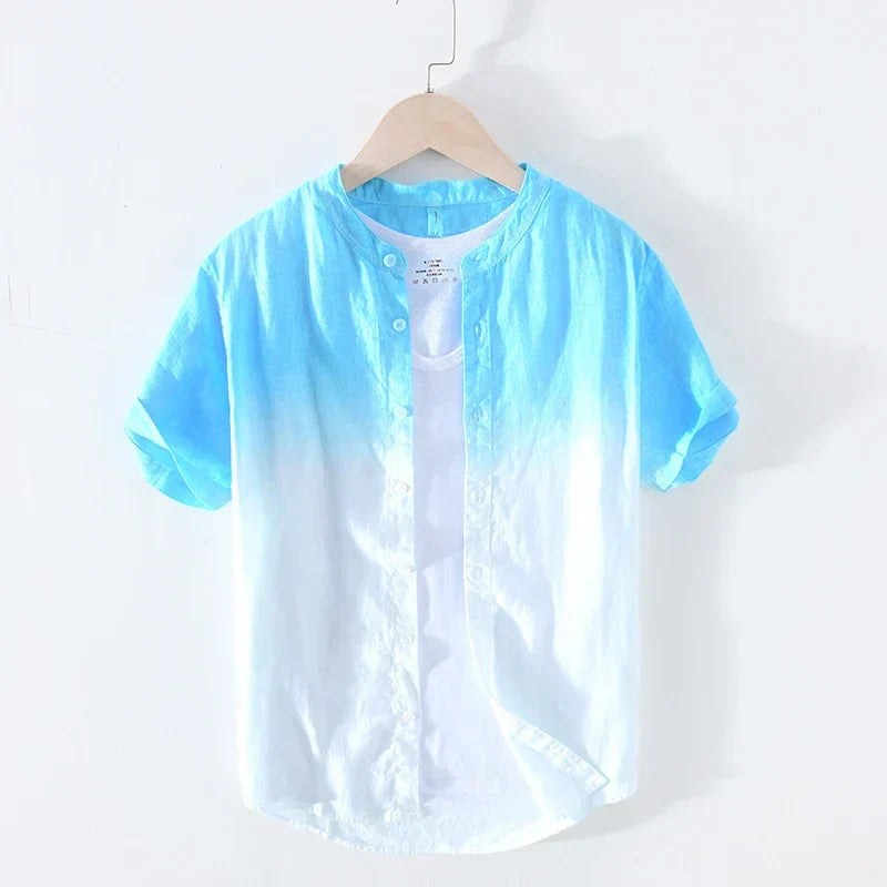 Levoire | Chemise En Lin Pour Hommes Decontractee Stylee Bleu
