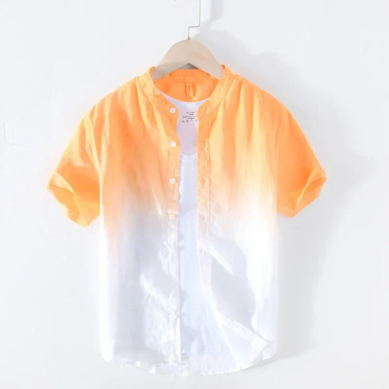 Levoire | Chemise En Lin Pour Hommes Decontractee Stylee Orange