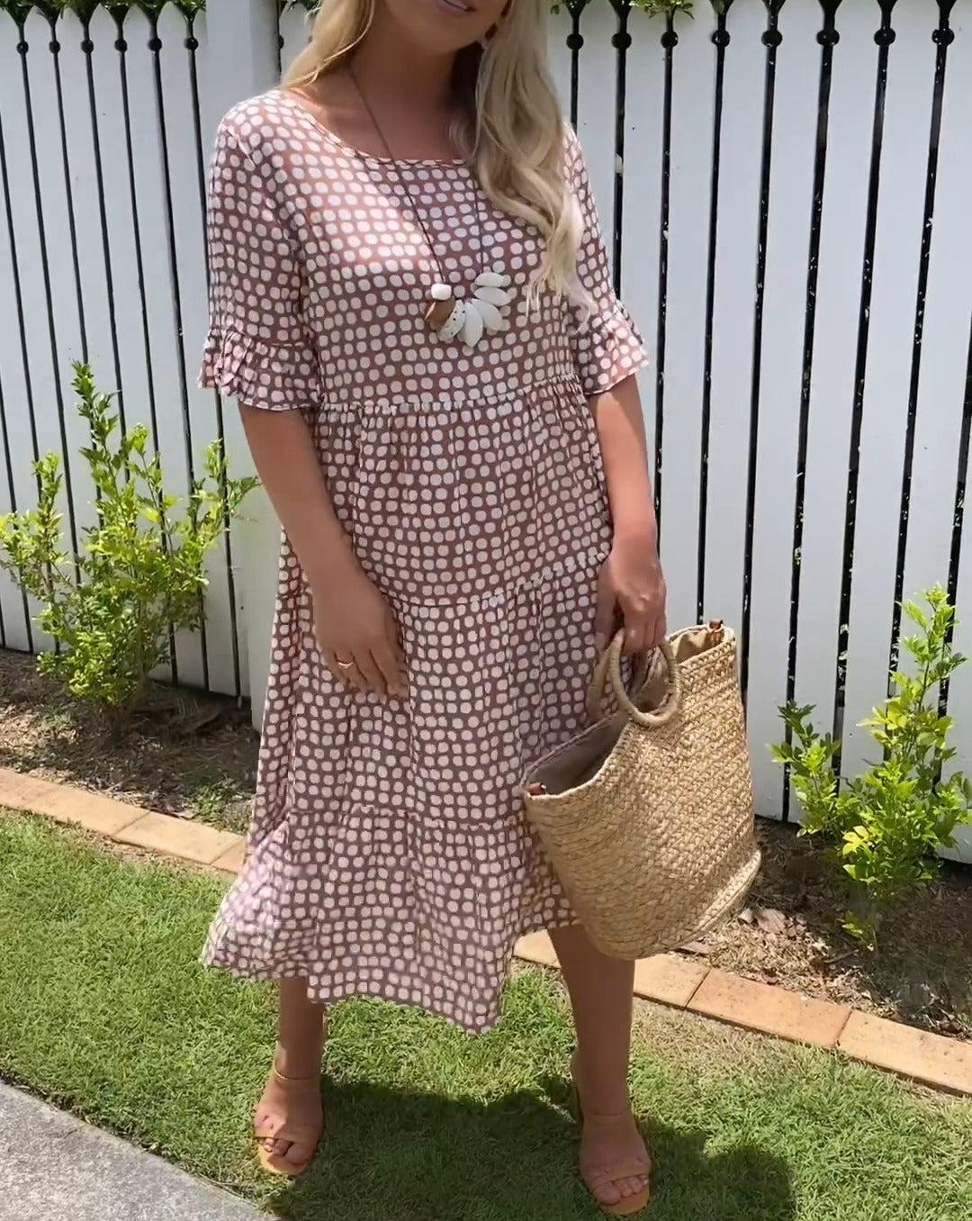 Levoire | Robe mi-longue à manches courtes Khaki