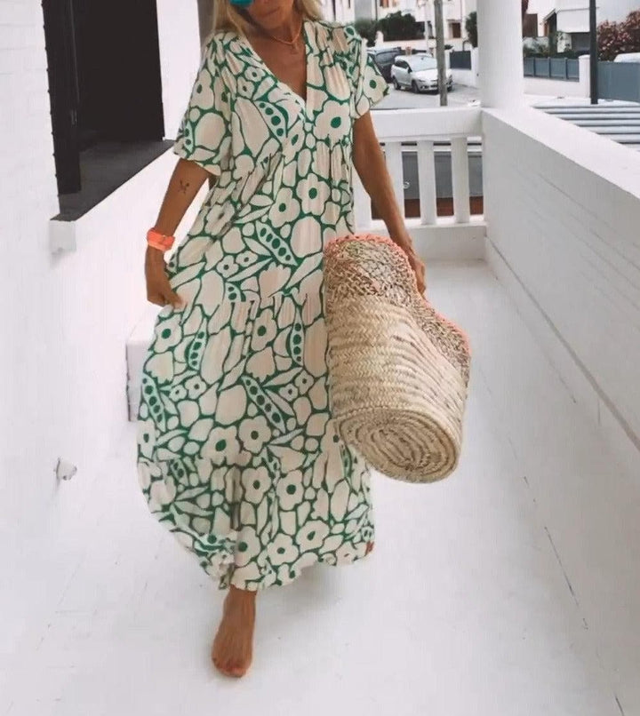 Levoire | Robe à Col En V Pour Dames - Maxi Blanc