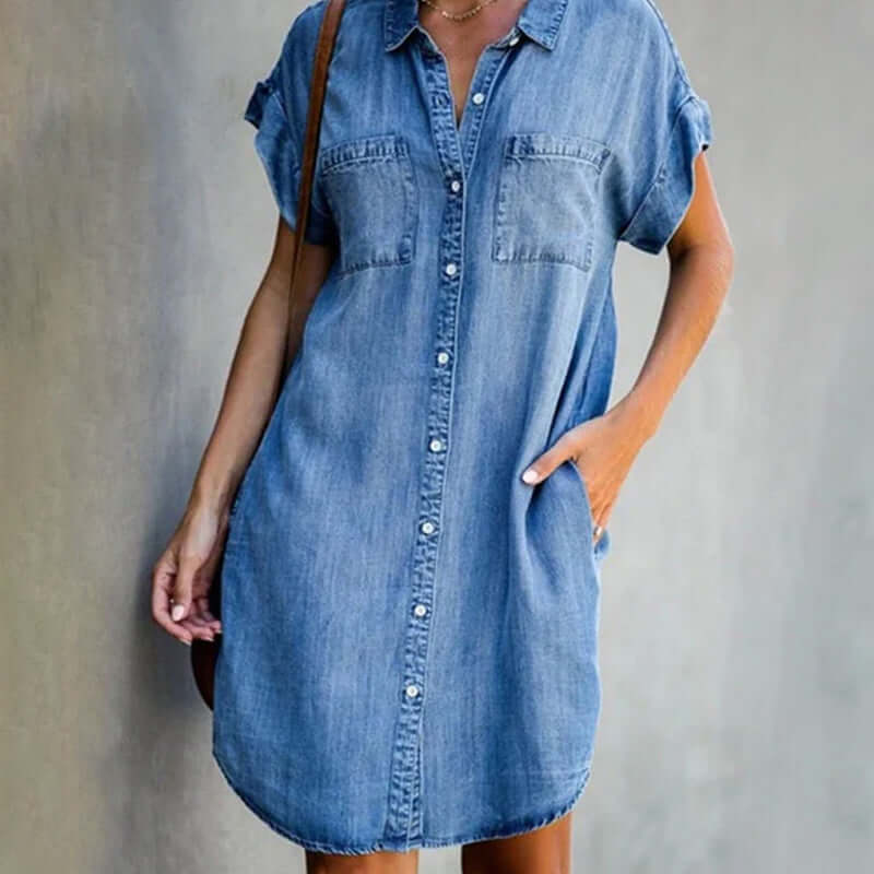 Levoire | Robe en denim élégante avec protection du ventre Bleu clair