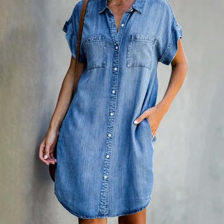 Levoire | Robe en denim élégante avec protection du ventre Bleu clair