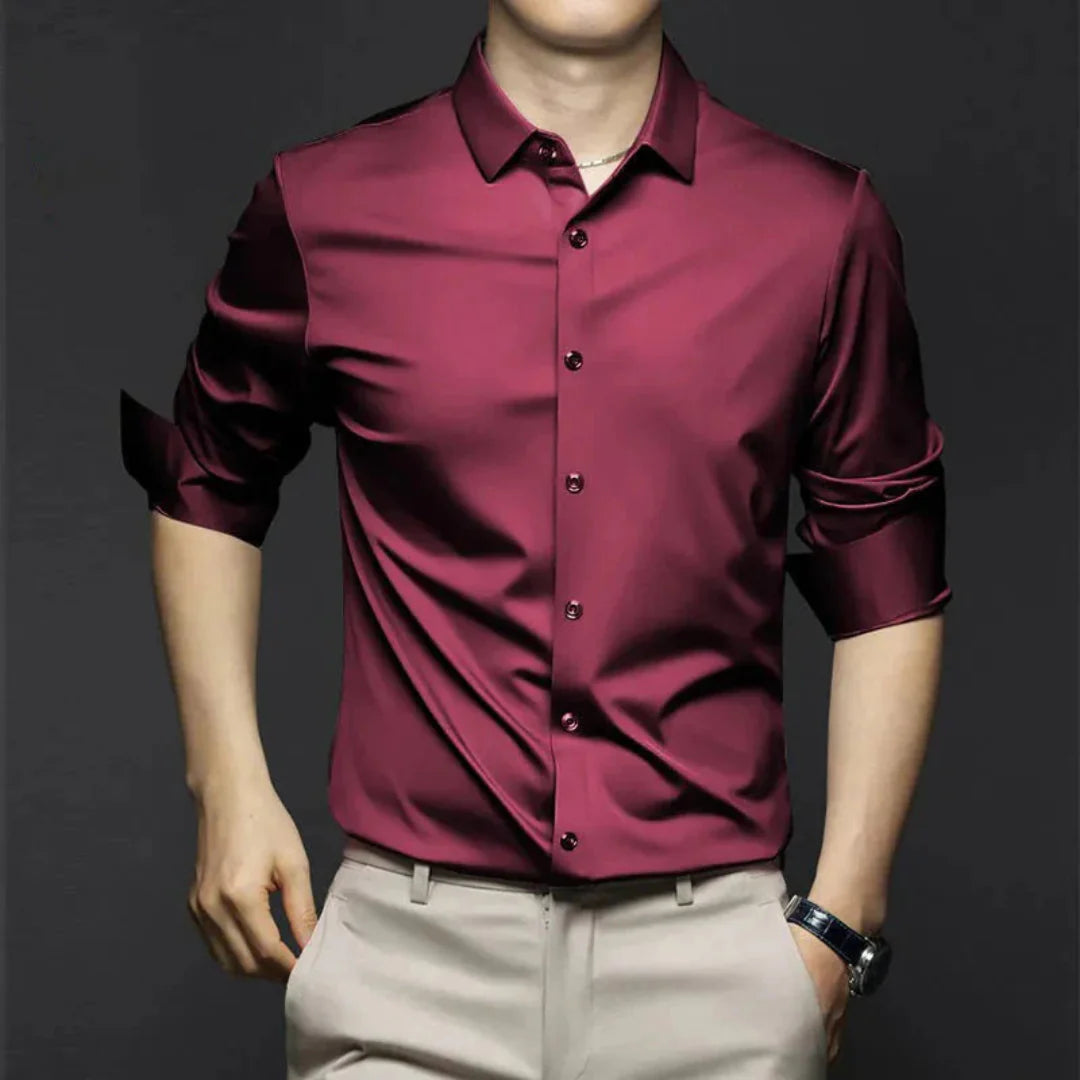 Levoire | Chemise Élégante à Manches Longues Boutonnée Vin
