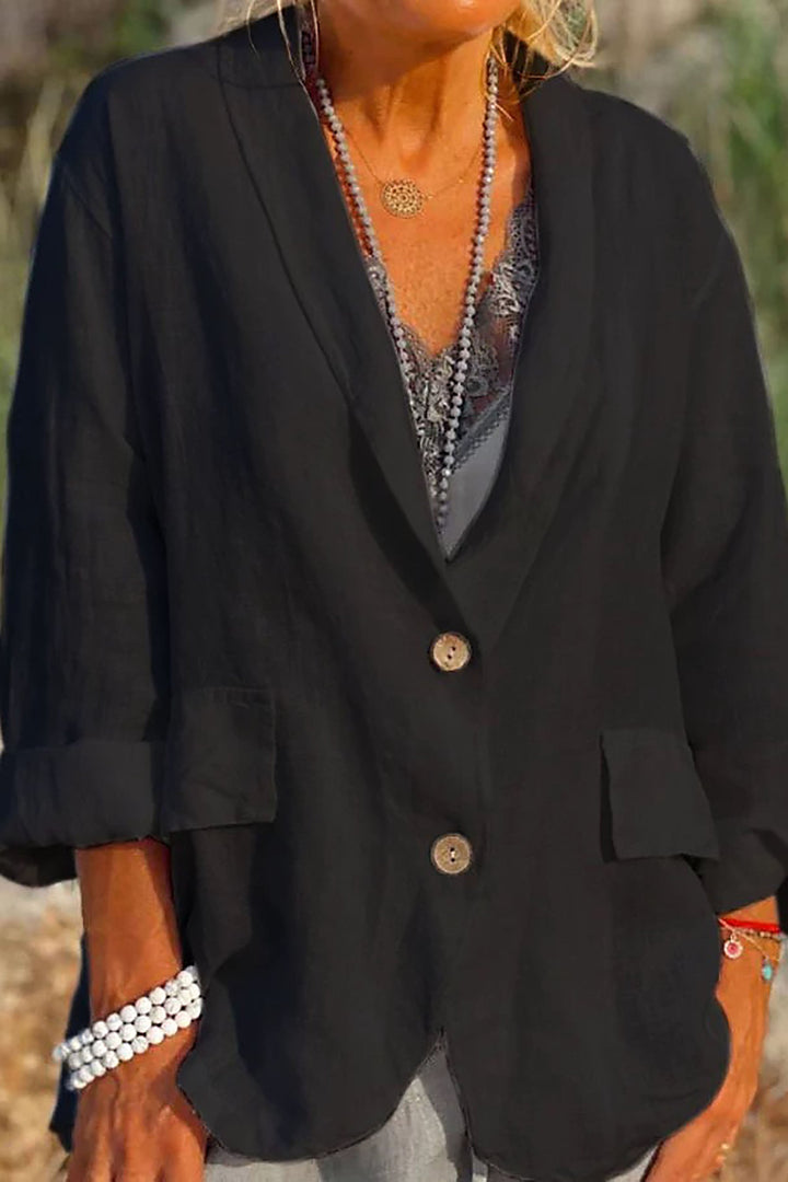 Levoire | Veste en lin avec boutons Noir