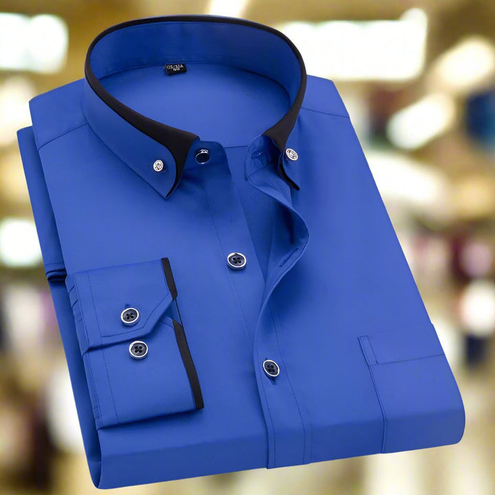 Levoire | Chemise Classique À Manches Longues Bleu